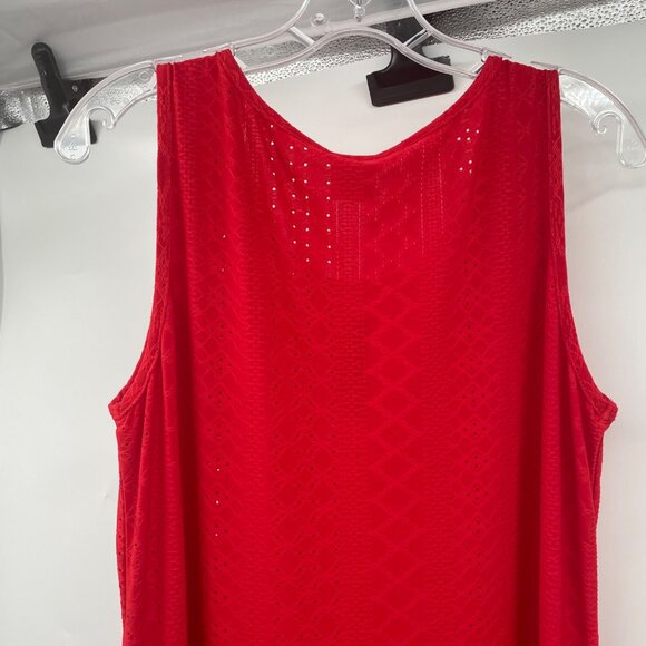 BKRIVE Womens Sleeveless Shift Dress Textured Red Size Large New Pockets - Picture 6 of 9